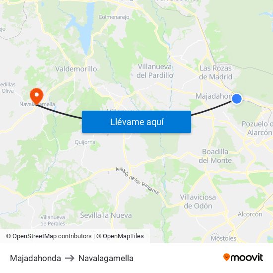 Majadahonda to Navalagamella map