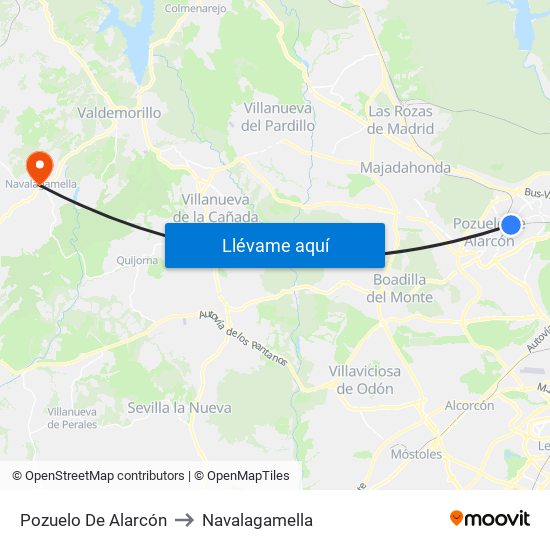 Pozuelo De Alarcón to Navalagamella map