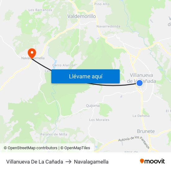 Villanueva De La Cañada to Navalagamella map