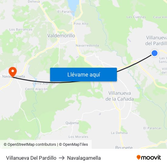 Villanueva Del Pardillo to Navalagamella map