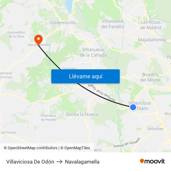 Villaviciosa De Odón to Navalagamella map