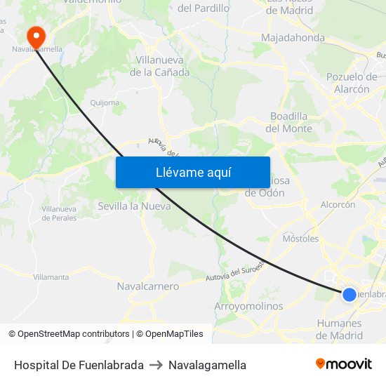 Hospital De Fuenlabrada to Navalagamella map