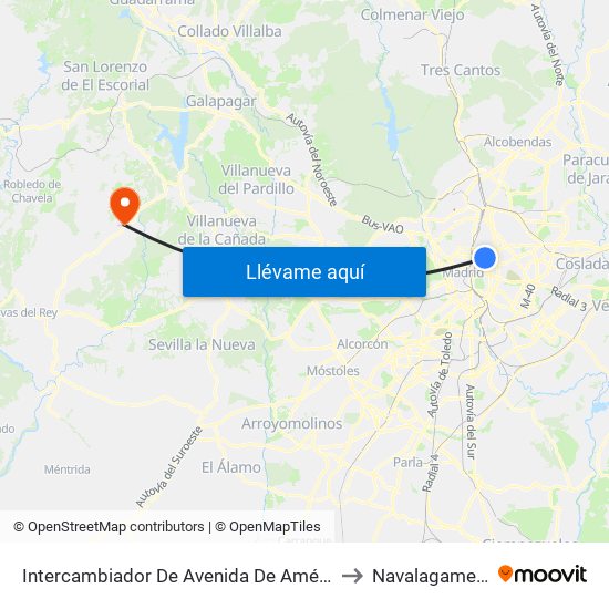 Intercambiador De Avenida De América to Navalagamella map