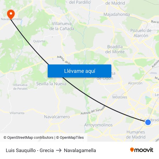 Luis Sauquillo - Grecia to Navalagamella map