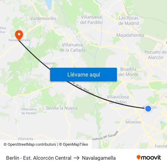 Berlín - Est. Alcorcón Central to Navalagamella map