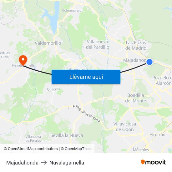 Majadahonda to Navalagamella map