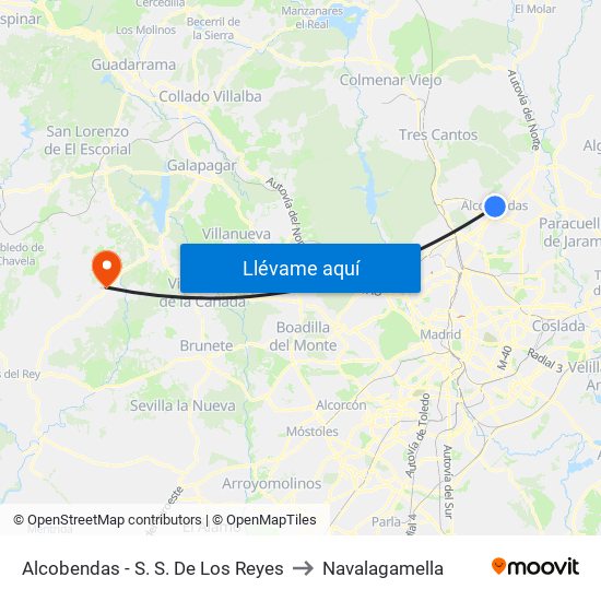 Alcobendas - S. S. De Los Reyes to Navalagamella map