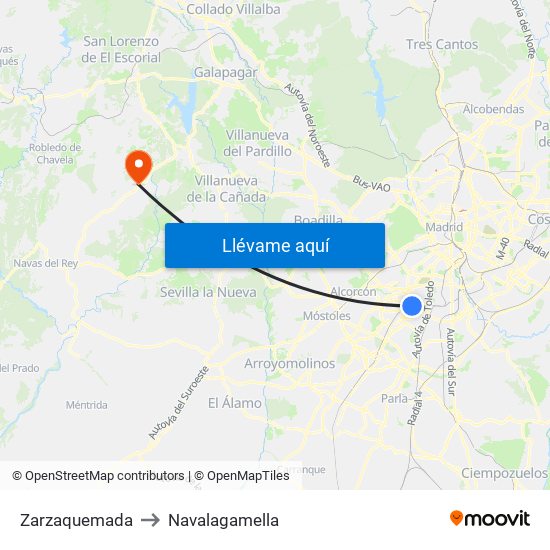 Zarzaquemada to Navalagamella map