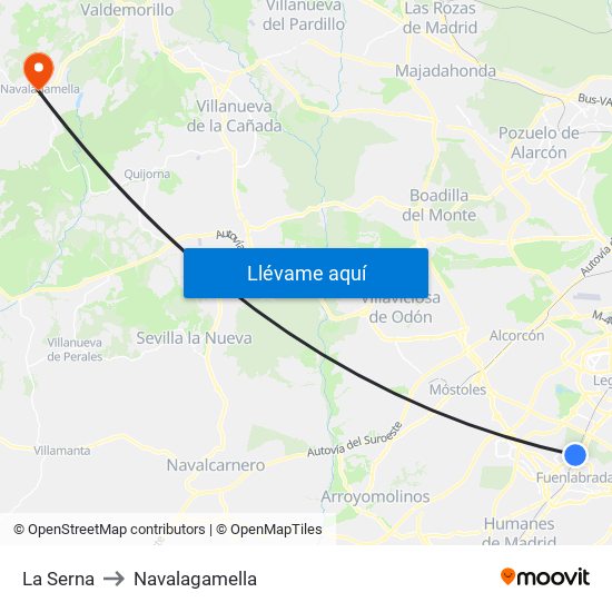 La Serna to Navalagamella map