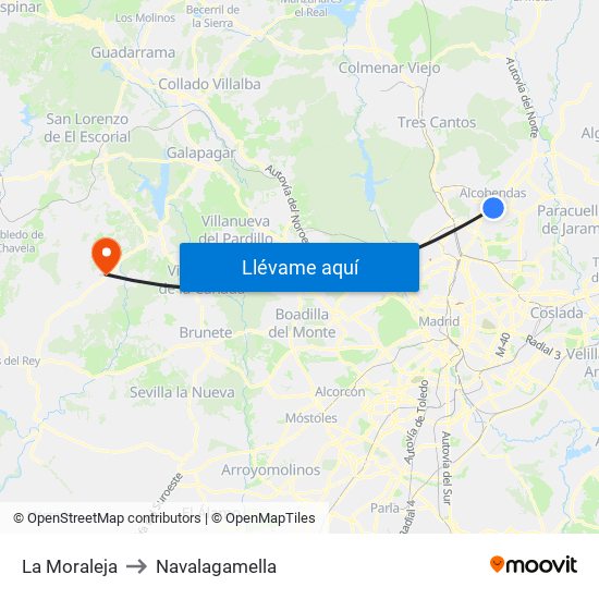 La Moraleja to Navalagamella map