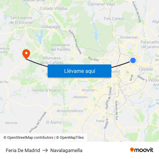 Feria De Madrid to Navalagamella map