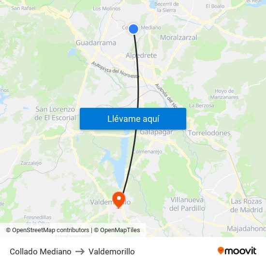 Collado Mediano to Valdemorillo map