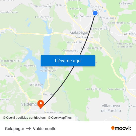 Galapagar to Valdemorillo map