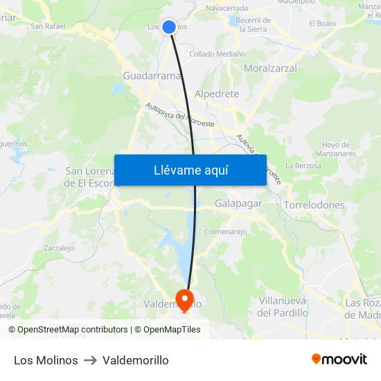 Los Molinos to Valdemorillo map