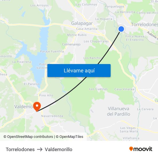 Torrelodones to Valdemorillo map