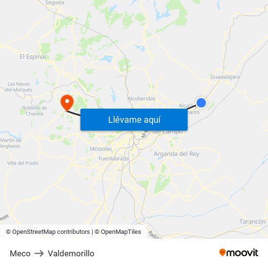 Meco to Valdemorillo map