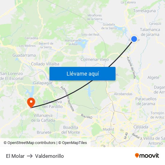 El Molar to Valdemorillo map