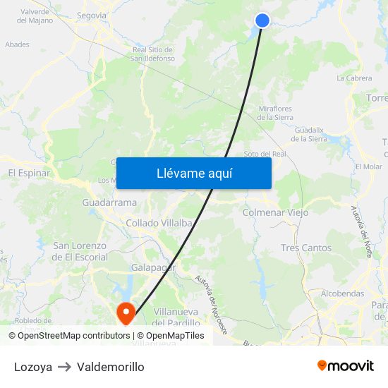 Lozoya to Valdemorillo map