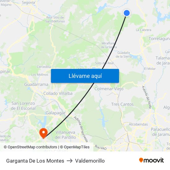 Garganta De Los Montes to Valdemorillo map