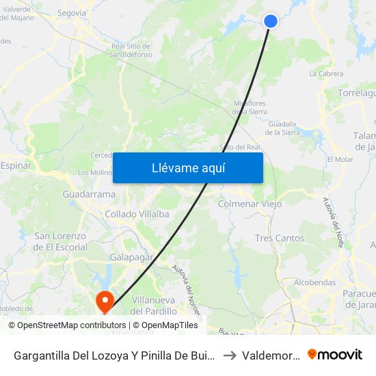 Gargantilla Del Lozoya Y Pinilla De Buitrago to Valdemorillo map