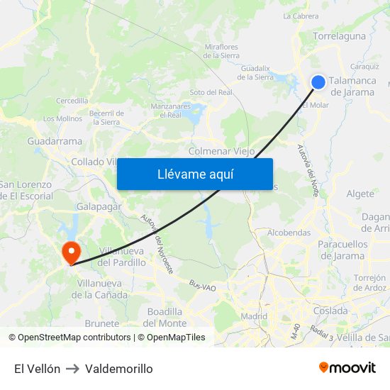 El Vellón to Valdemorillo map