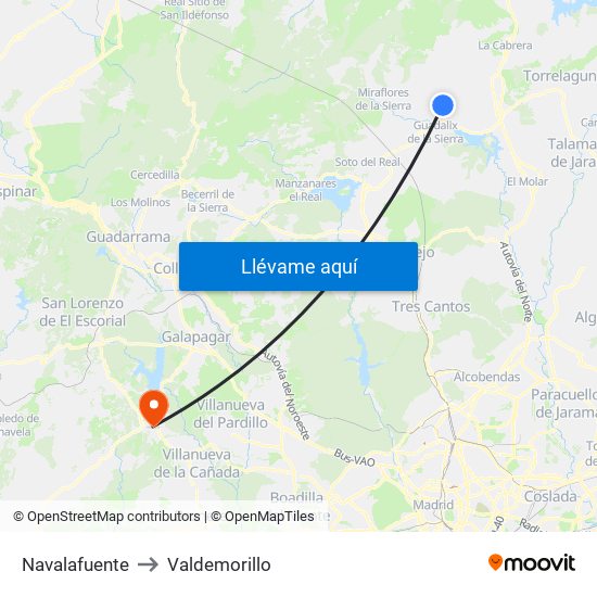 Navalafuente to Valdemorillo map
