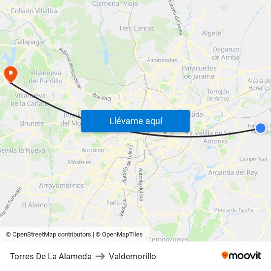 Torres De La Alameda to Valdemorillo map