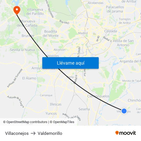Villaconejos to Valdemorillo map