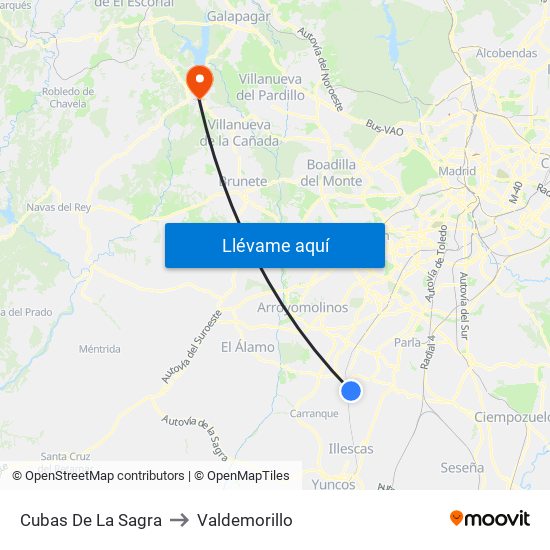 Cubas De La Sagra to Valdemorillo map