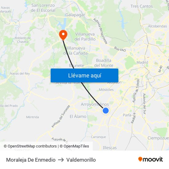 Moraleja De Enmedio to Valdemorillo map