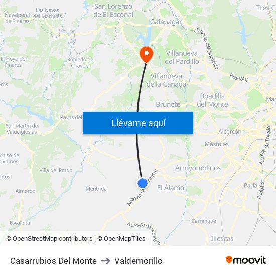 Casarrubios Del Monte to Valdemorillo map
