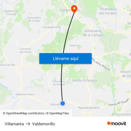 Villamanta to Valdemorillo map