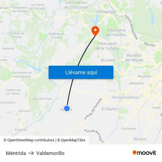 Méntrida to Valdemorillo map