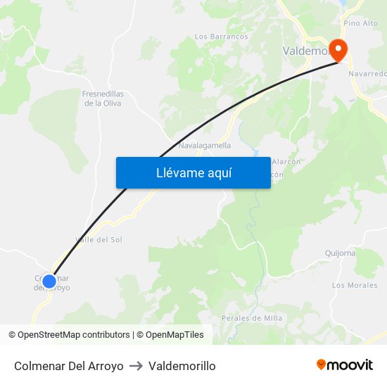 Colmenar Del Arroyo to Valdemorillo map