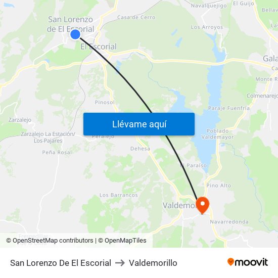 San Lorenzo De El Escorial to Valdemorillo map