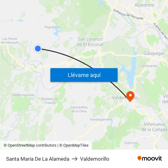 Santa María De La Alameda to Valdemorillo map
