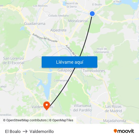 El Boalo to Valdemorillo map