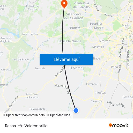 Recas to Valdemorillo map