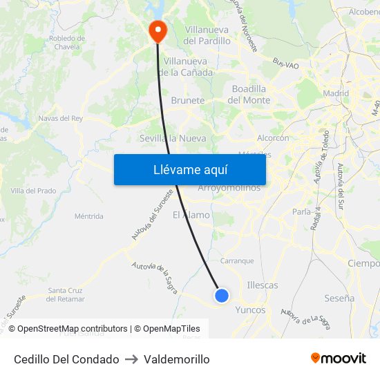 Cedillo Del Condado to Valdemorillo map