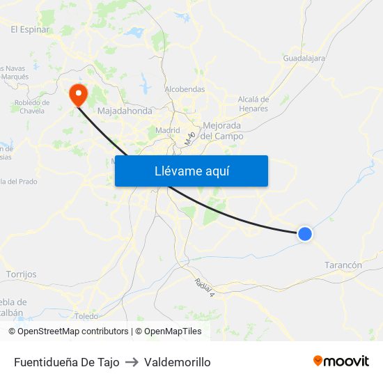Fuentidueña De Tajo to Valdemorillo map