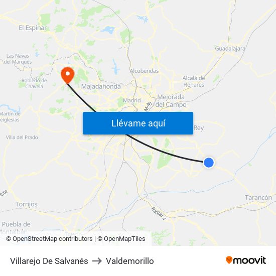 Villarejo De Salvanés to Valdemorillo map