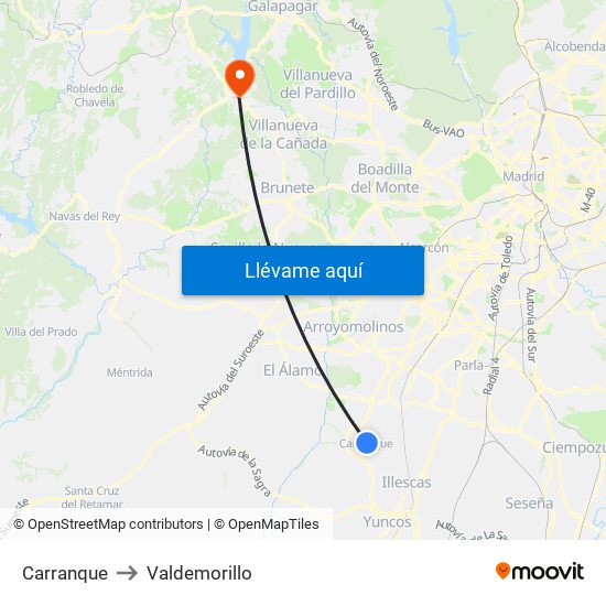 Carranque to Valdemorillo map