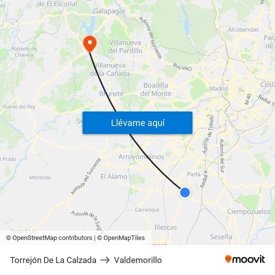 Torrejón De La Calzada to Valdemorillo map