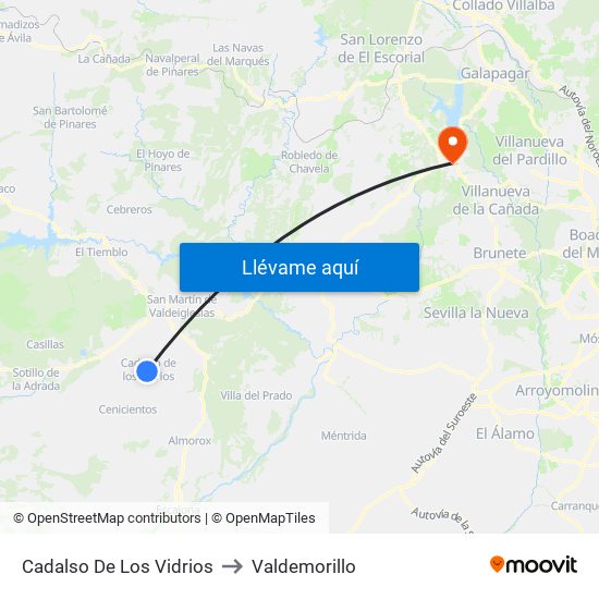Cadalso De Los Vidrios to Valdemorillo map