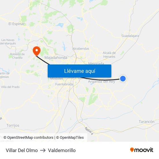 Villar Del Olmo to Valdemorillo map