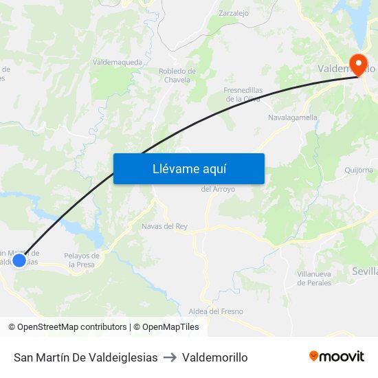 San Martín De Valdeiglesias to Valdemorillo map