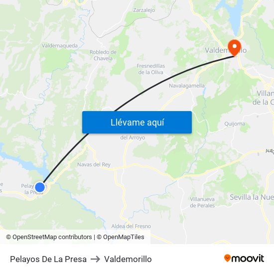 Pelayos De La Presa to Valdemorillo map