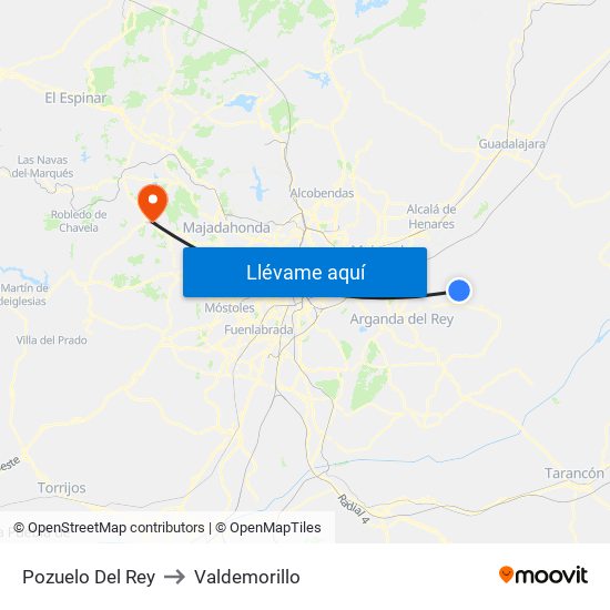 Pozuelo Del Rey to Valdemorillo map
