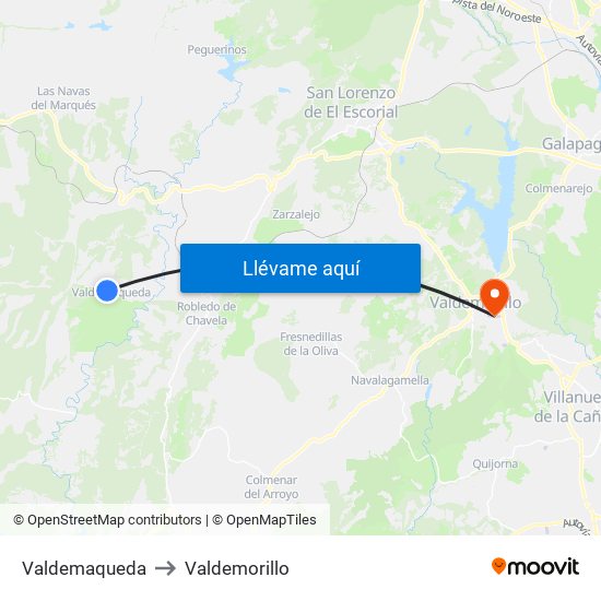 Valdemaqueda to Valdemorillo map
