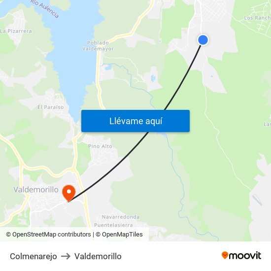 Colmenarejo to Valdemorillo map